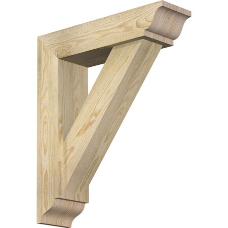 Ekena Millwork Traditional Traditional Rough Sawn Bracket w/ Offset Brace, Douglas Fir, 6"W x 22"D x 26"H BKT0604X22X26TRA01RDF